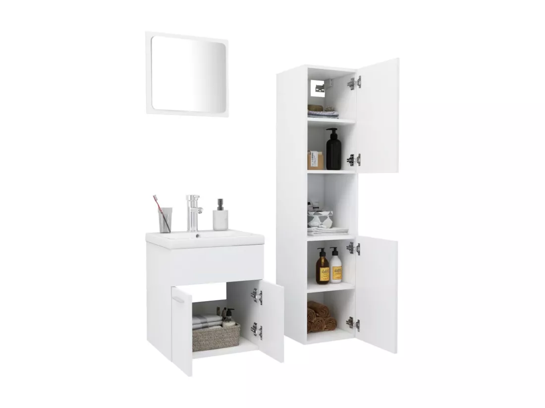 Ensemble de meubles de salle de bain Blanc Aggloméré