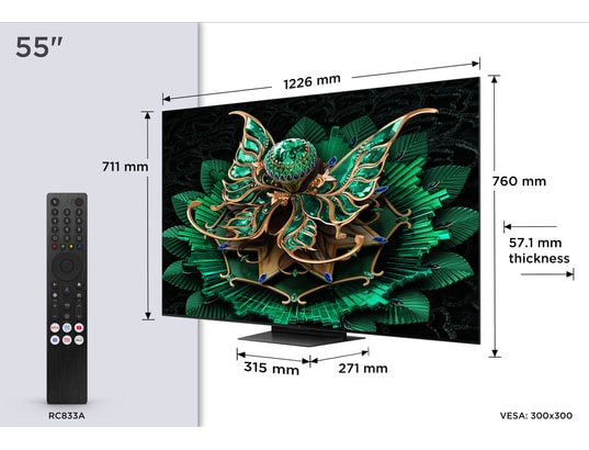 TCL - TV Mini LED 4K 139 cm 55Q7C 4K QD-Mini LED avec Google TV 2025