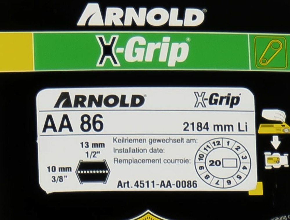Courroie hexagonale x-grip de type aa 86