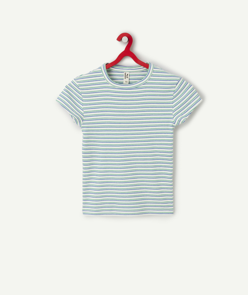 t-shirt manches courtes fille en coton bio à rayures