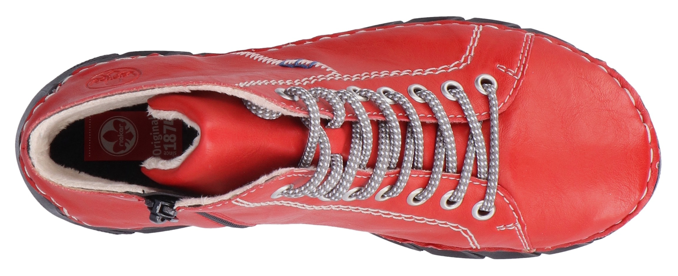 Rieker Schnürboots  , Schnürstiefelette, High Top Sneaker, Schnürschuh mit Kontrastnaht