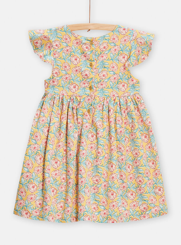 Robe jaune imprimé fleuri pour fille