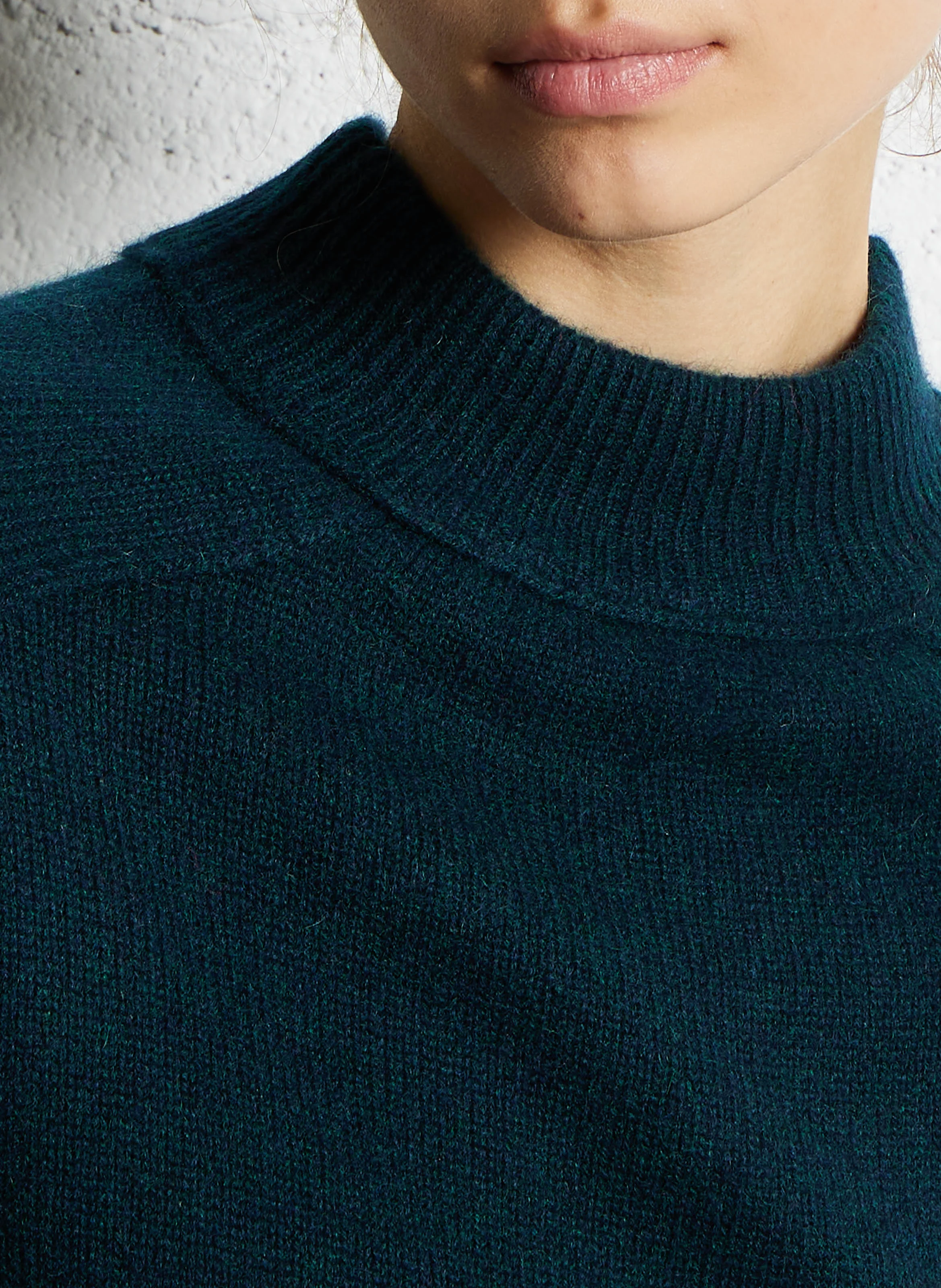 CHARLES - Pull ample col montant en cachemire | Bleu