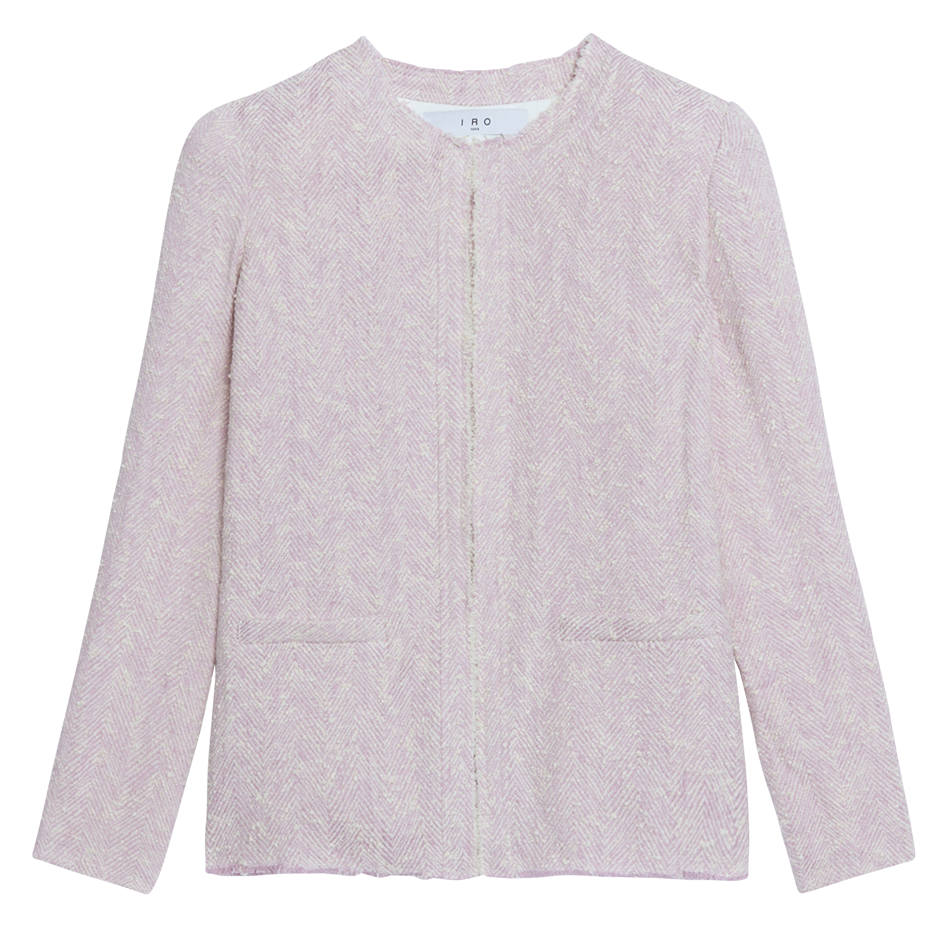 USPO - Veste col rond en lin mélangé | Rose