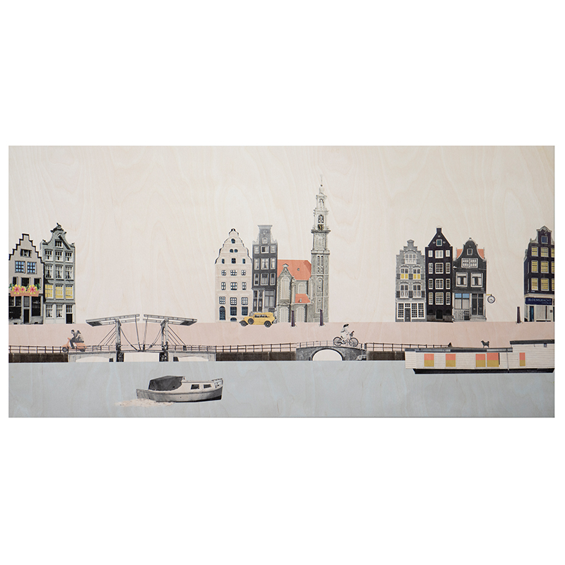 StoryWood wandpaneel Struinen door Amsterdam 110 x 55 cm