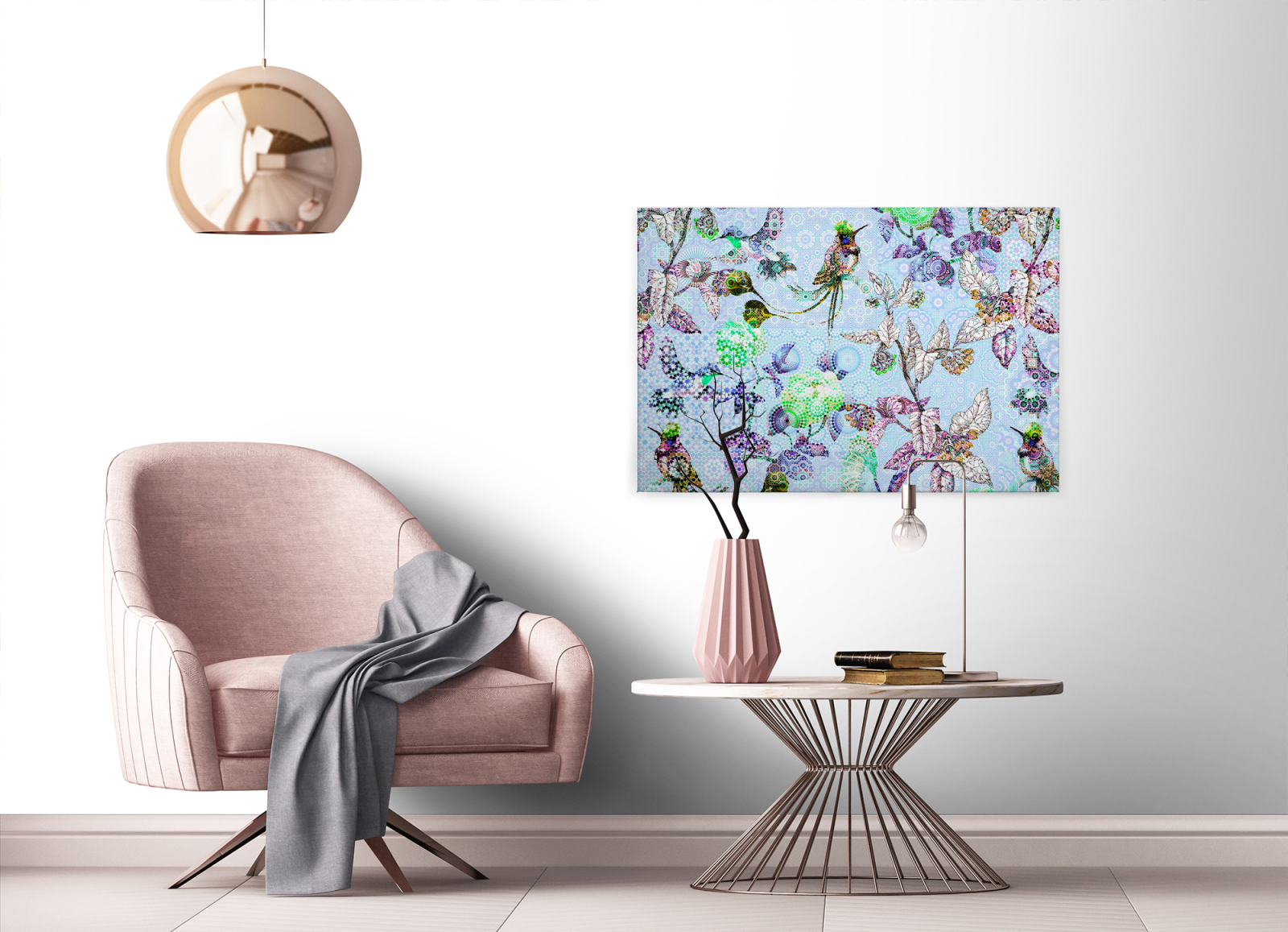 Leinwandbild VÖGEL - blau - 90x60 cm