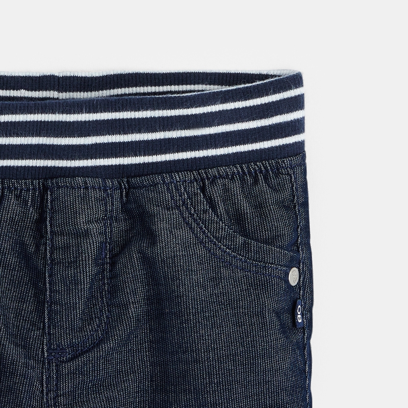 Pantalon velours milleraie taille élastiquée bleu bébé garçon