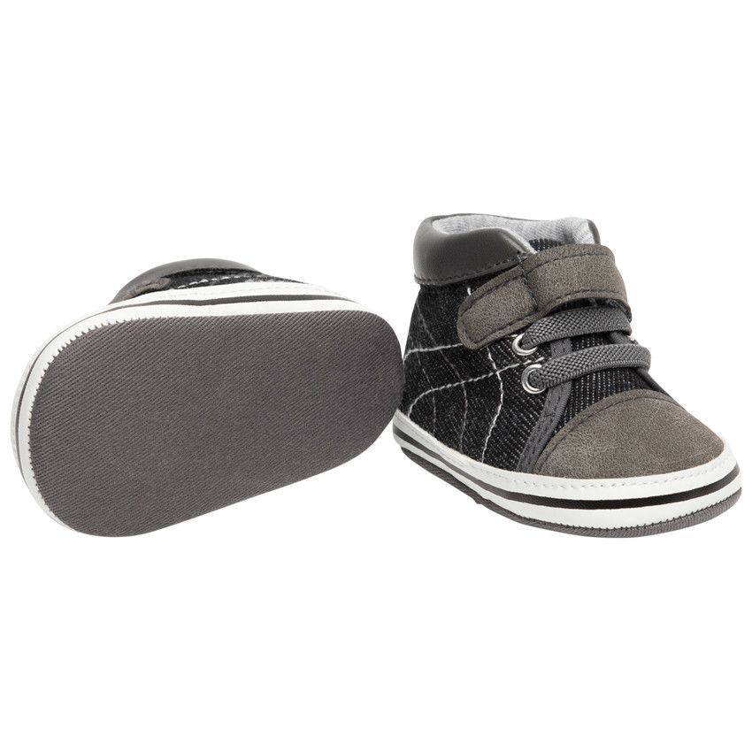 Toiles montantes à lacets et scratchs pour bébé garçon - Gris foncé