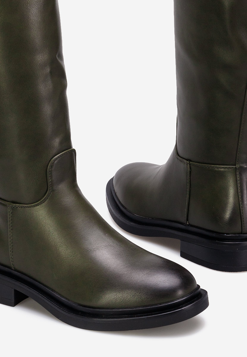 Bottes à petit talon vert Braga