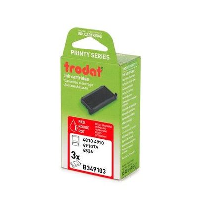 Trodat - 3 Encriers 6/4910 recharges pour tampon Printy 4810/4910 - rouge