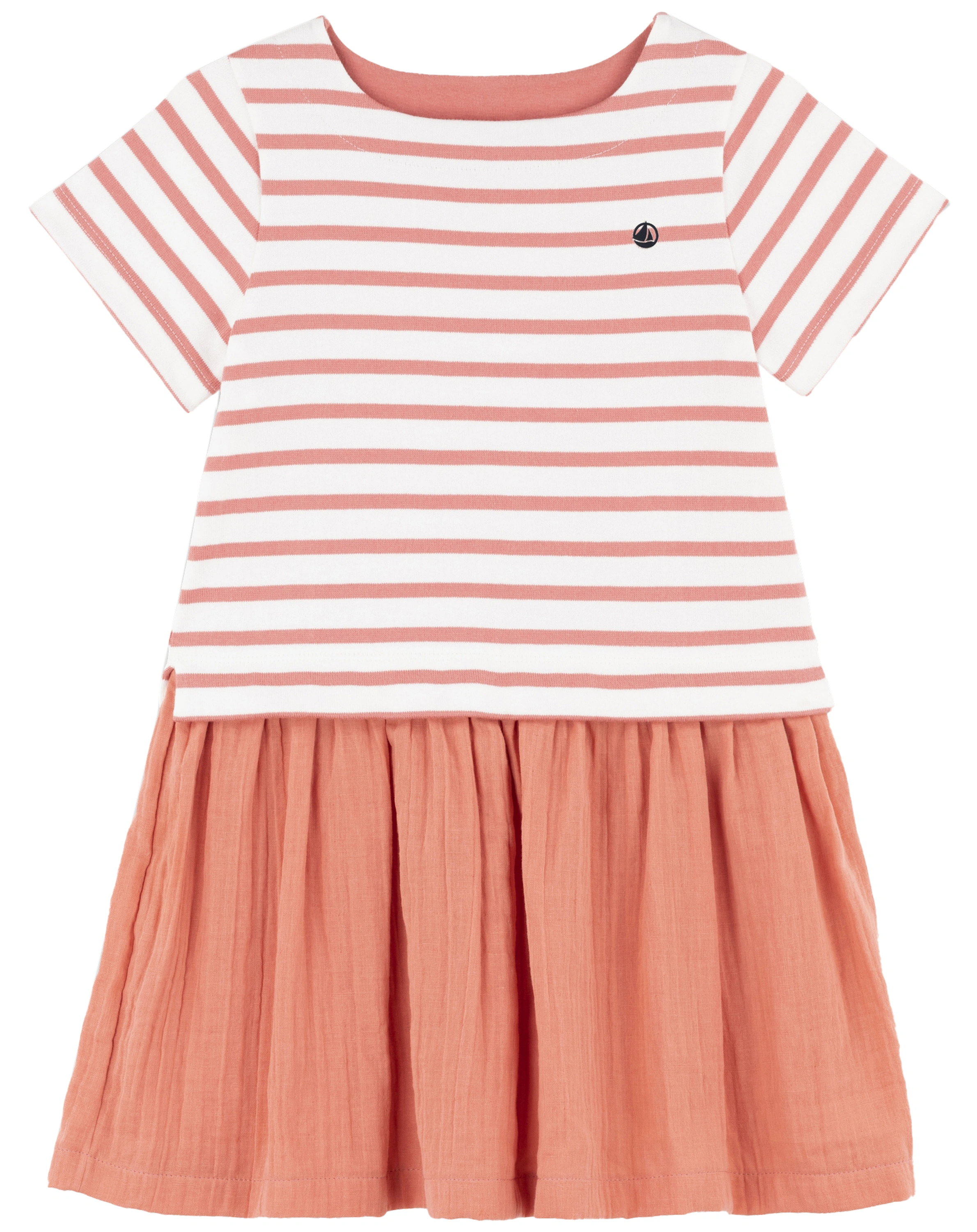 Kurzarm-Kleid BIBIBUS in marshmallow/papaye