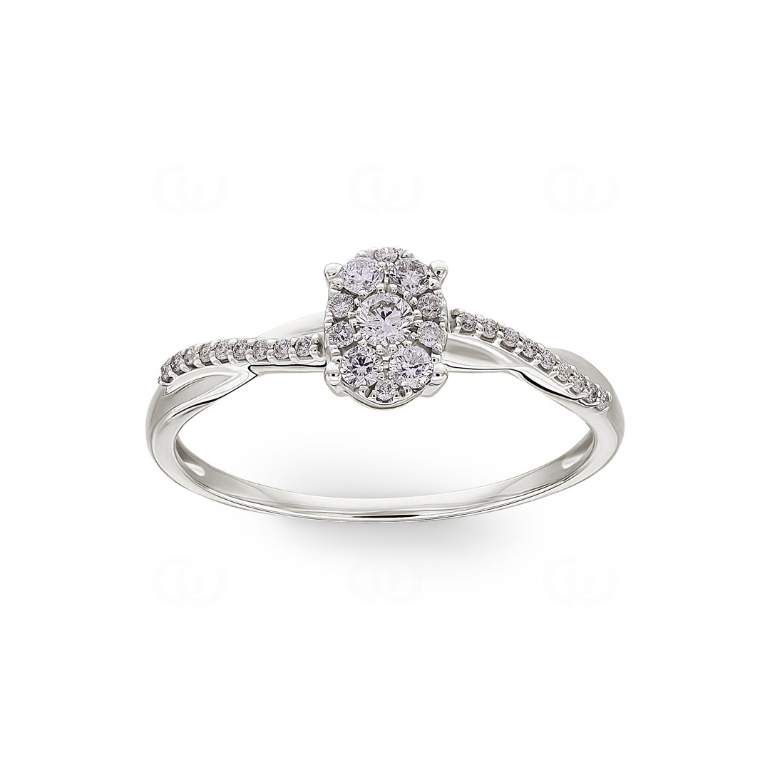 Verlobungsring 750/18 K Weissgold mit Diamanten 0.23 ct H/si