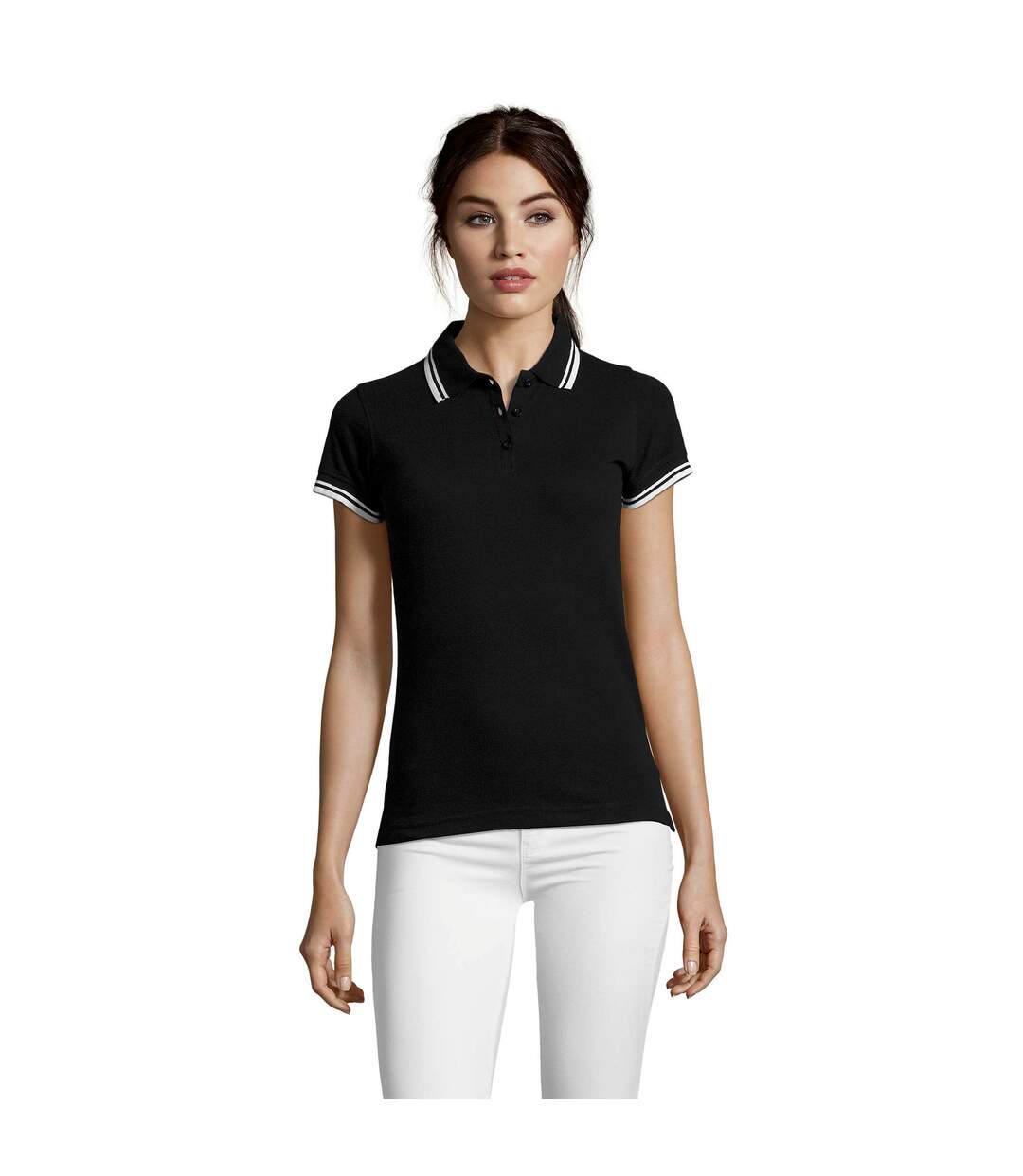 SOLS - Polo manches courtes PASADENA - Femme (Noir/blanc) - UTPC2432