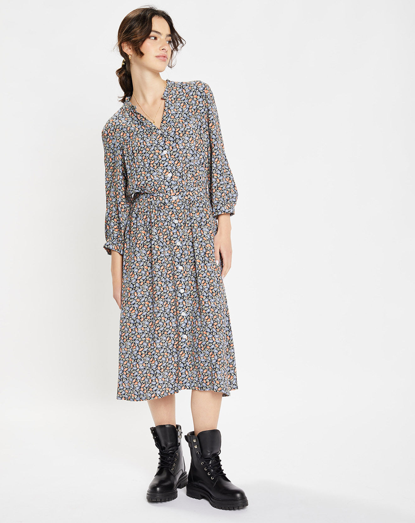 Jodhpur Robe Betty imprimée fleurs noire