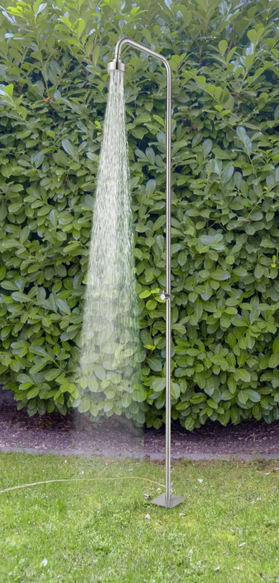 Simple Mobile Edelstahl Gartendusche Terassen Dusche mit Steckdorn (14011097) - Silber