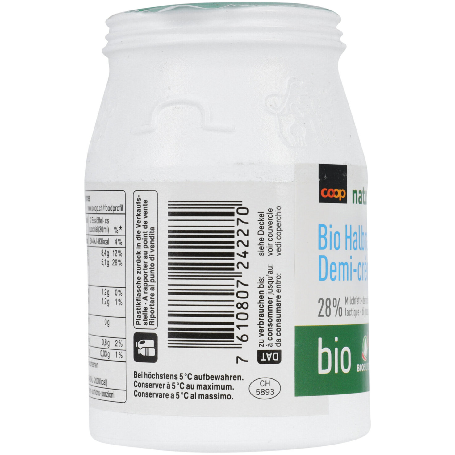 Naturaplan Bio Halbrahm 28% Milchfett Past