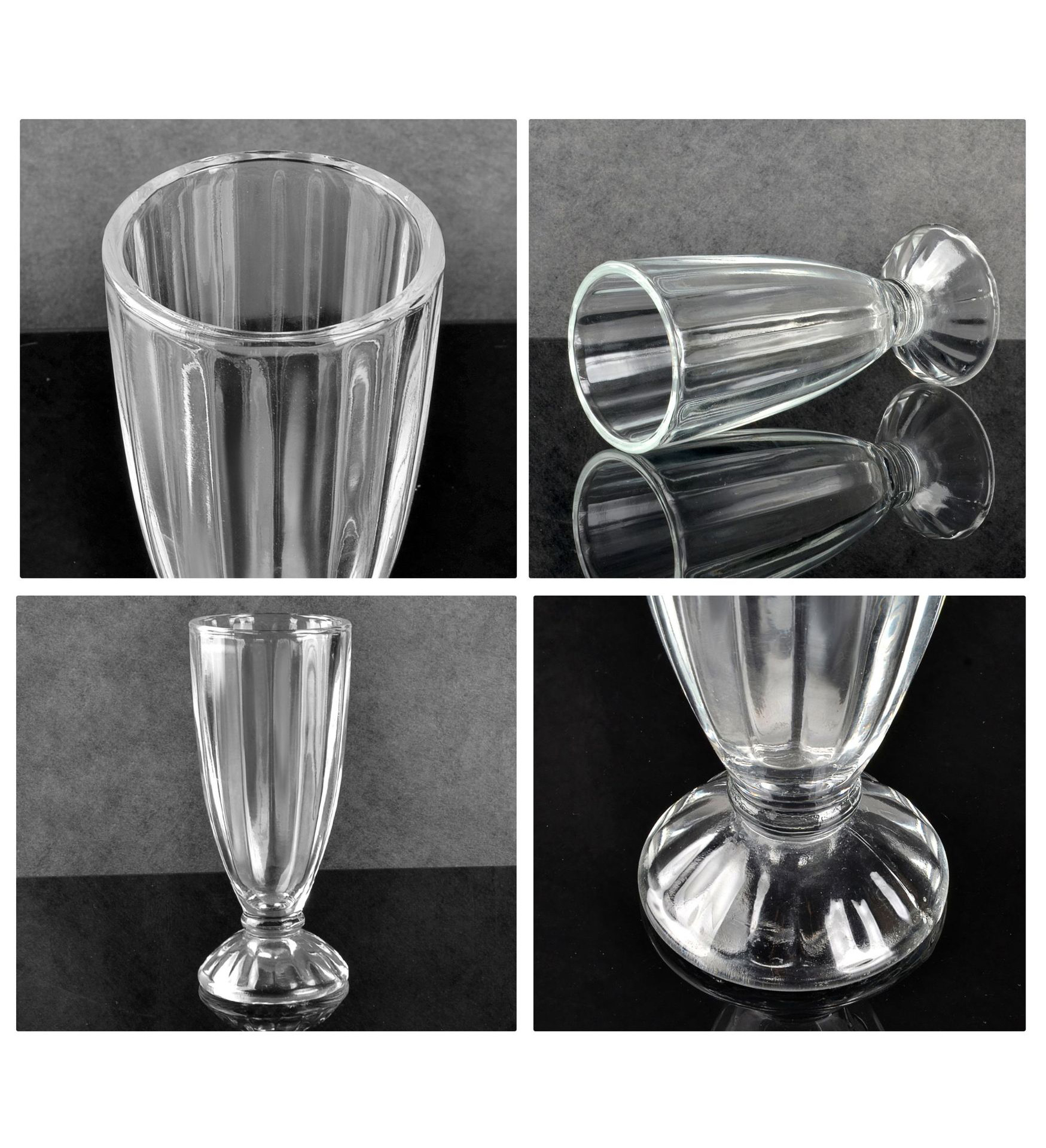 (350ml) Geripptes Dessert Glas Coupe Eisbecher Schale für Milchshakes / Glace / Frappé - Transparent