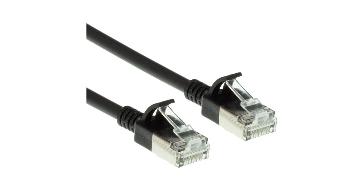 ACT ConnectivityLSZH U/FTP CAT6A datacenter slimline patchkabel snagless met RJ45 connectoren  (Zwart, 1 meter)