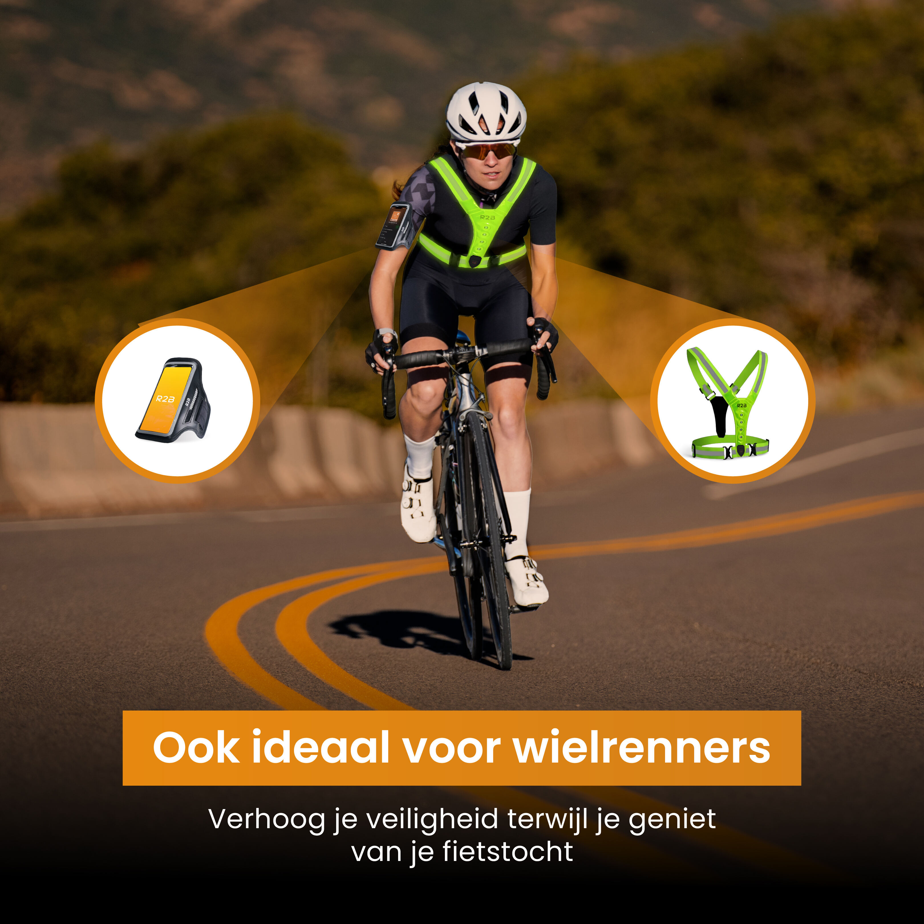 R2B Hardloop Telefoonhouder + Hardloopvest met Verlichting