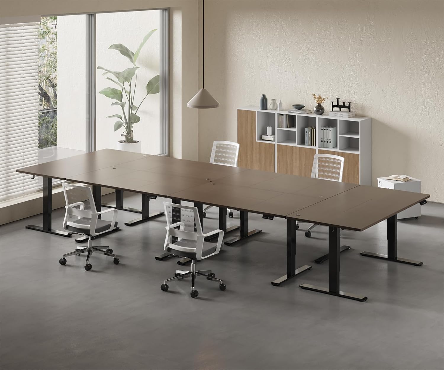 Homall Höhenverstellbarer Schreibtisch 200x80cm mit USB-A Ladeanschluss, Elektrischer Schreibtisch mit Kabel Management Tray, Standing Desk mit 3 Memory Funktion, Computertisch Nussbaum