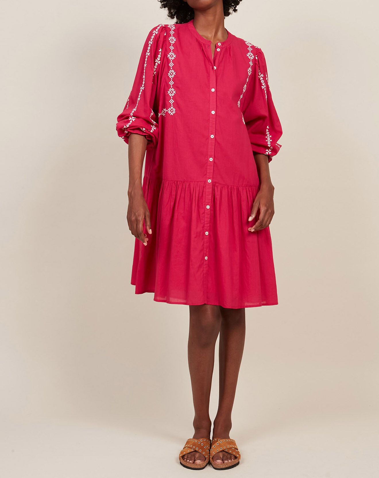 Hartford Robe Rosance fushia/blanc