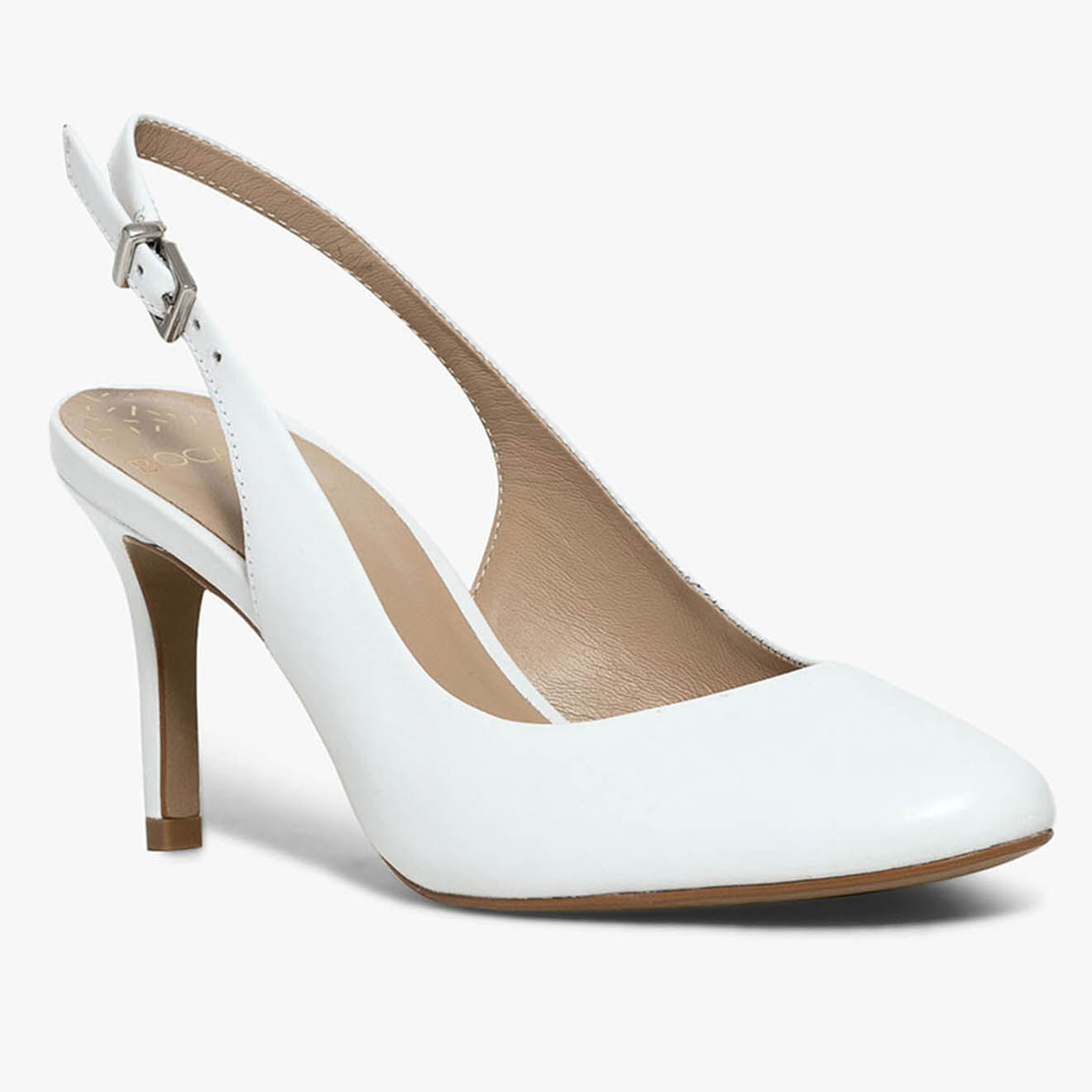 Bocage Slingbacks en Cuir Dimitri blancs - Talon 8.5 cm
