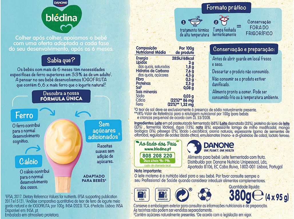 SOBREMESA LÃCTEA BLEDINA MANGA PESSEGO 4X95G