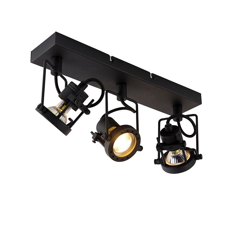 Industriële spot zwart 3-lamp - Suplux