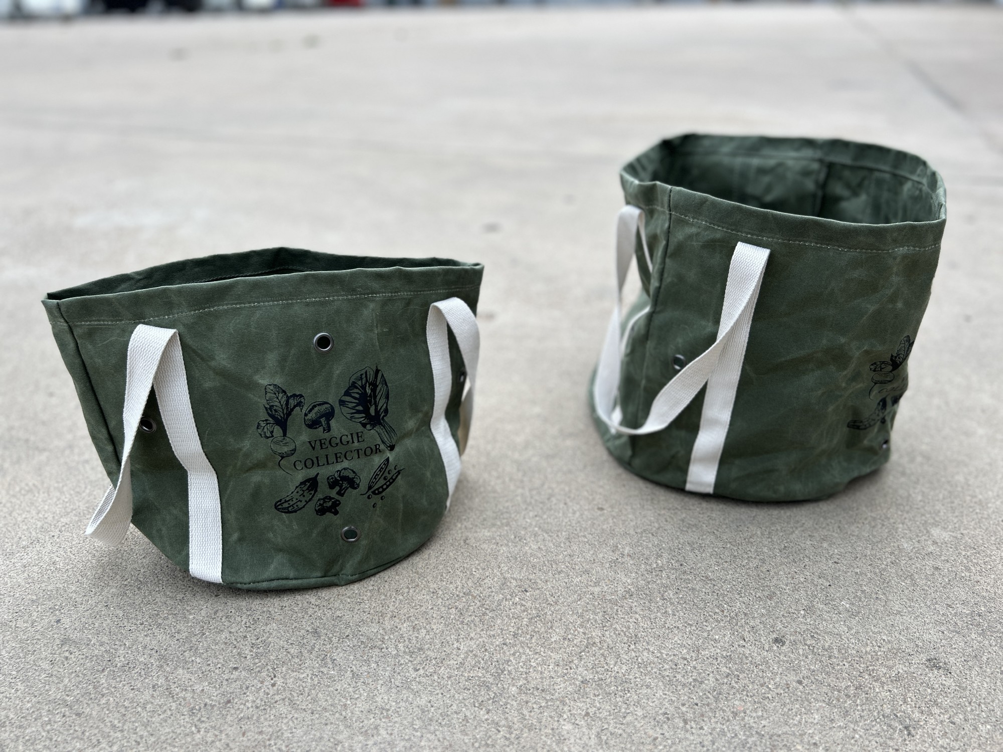 2er Set Stoffkorb 'Veggie', grün, aus Segeltuch von fischer's lagerhaus