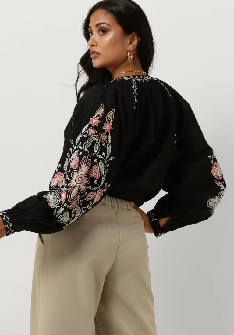 SUMMUM zwarte summum blouse top sushi voile embroidery