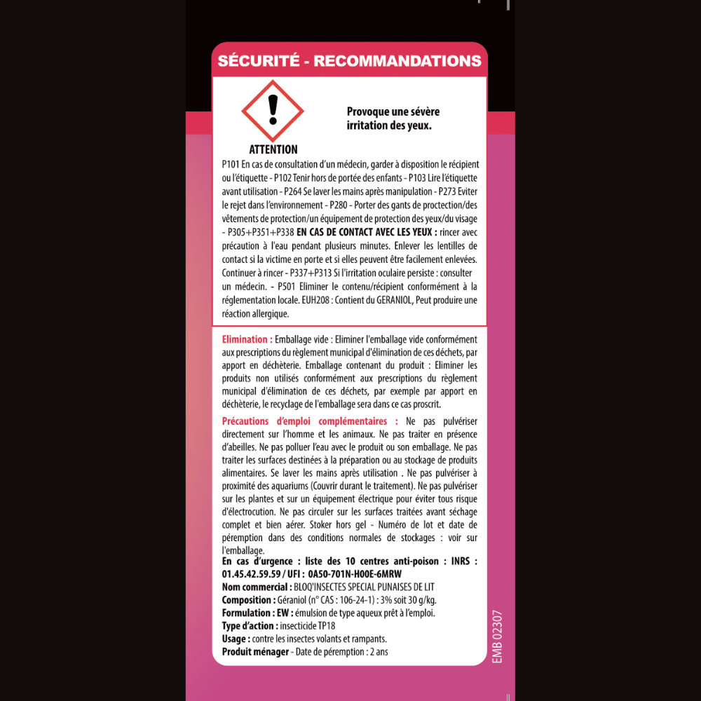 Insecticide spécial punaises de lit 1l - pulvérisateur anti punaises action curative et préventive