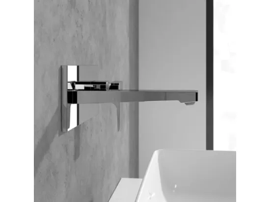 Mitigeur lavabo mural VILLEROY ET BOCH Architectura Square avec vidage Push Open Chrome + corps encastré