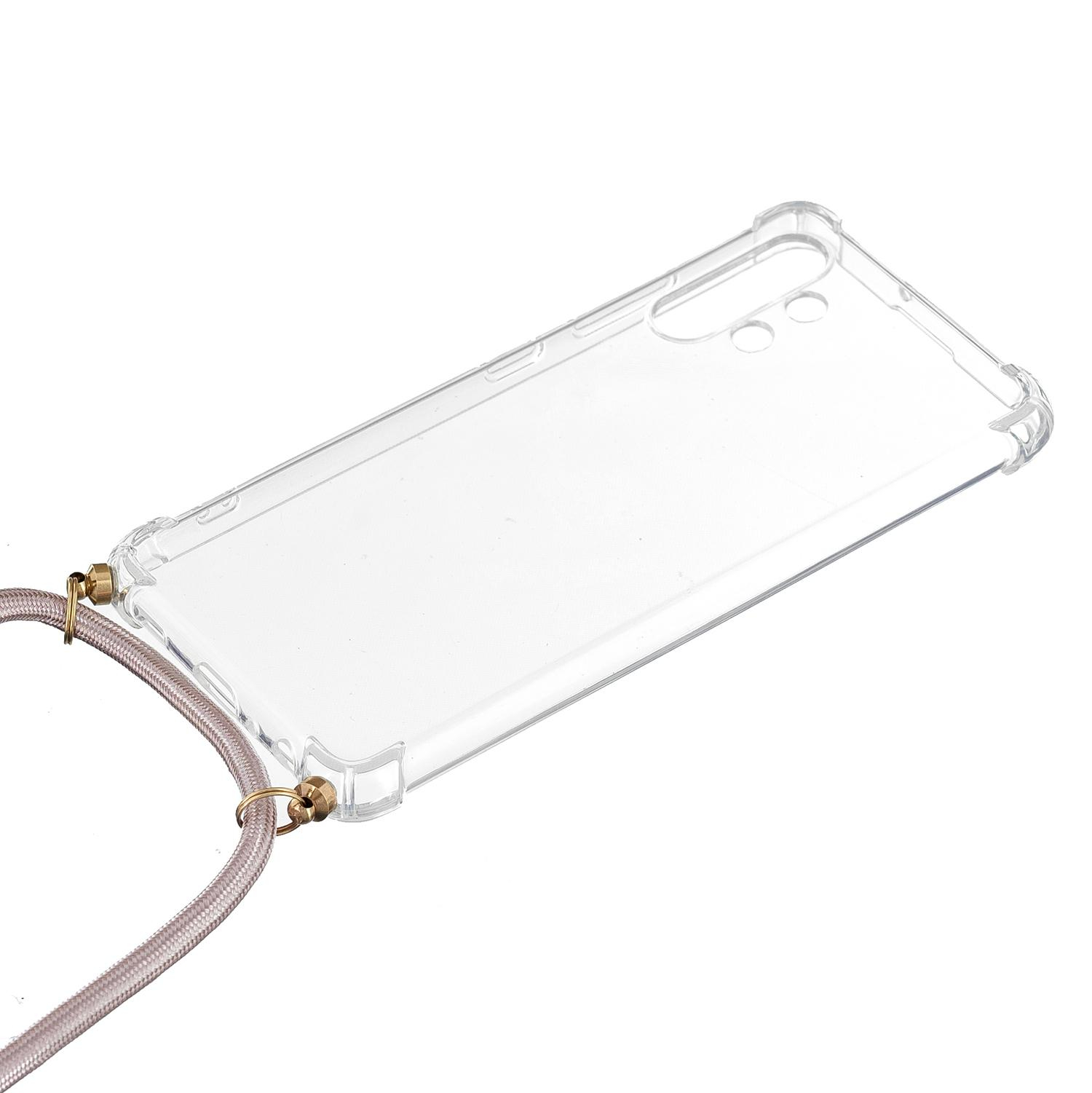 Samsung Galaxy A32 (4G) Necklace Gummi Hülle Air Cushion Fallschutz   Handykette (150cm) - Roségold / Gold
