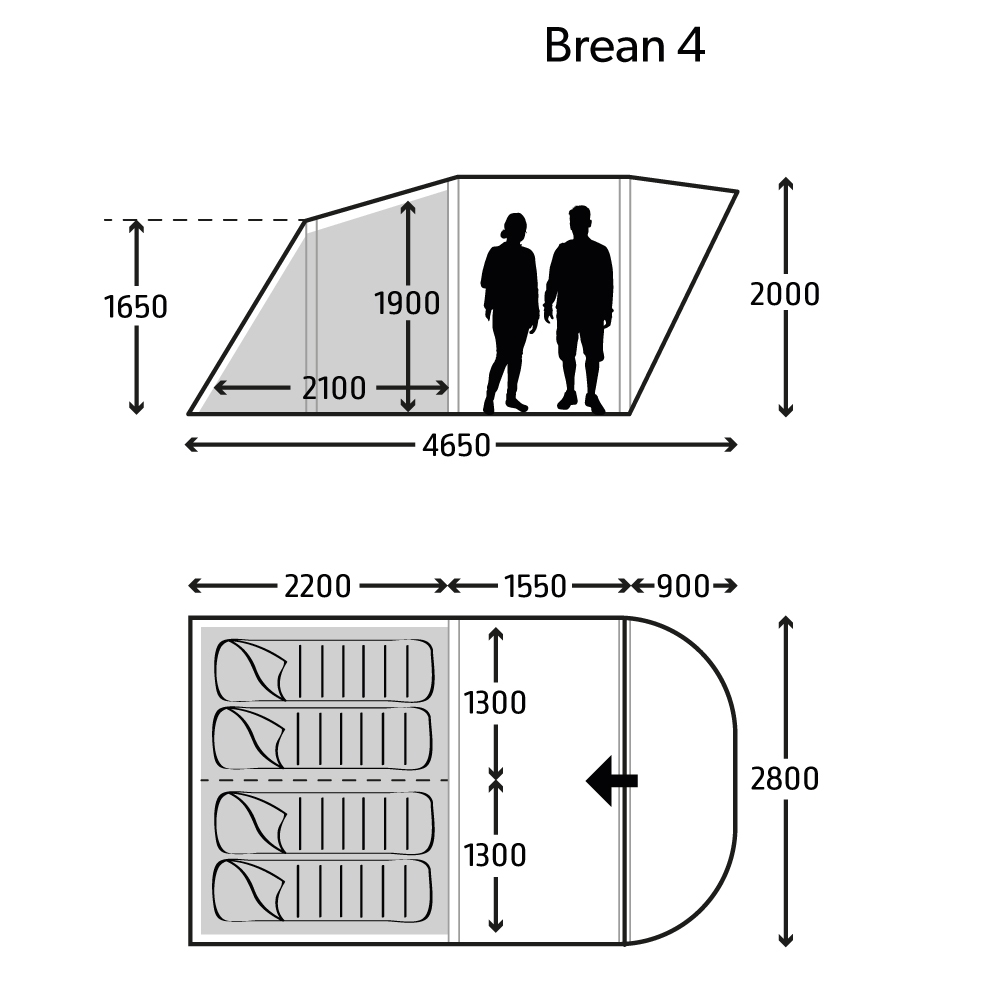 Kampa Brean Air 4 aufblasbares Tunnelzelt für 4 Personen