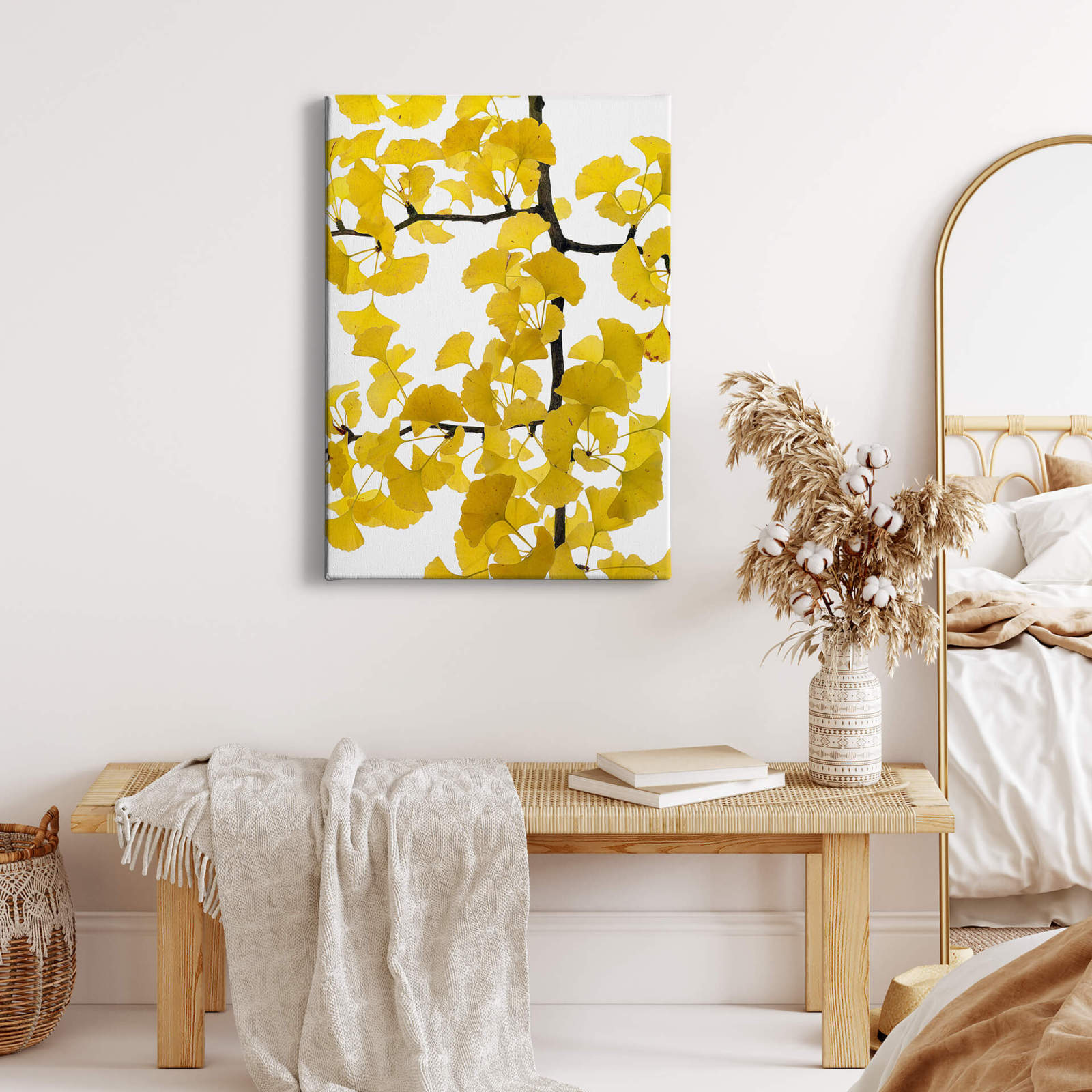 Leinwandbild GINKGO - gelb-braun - 50x70 cm