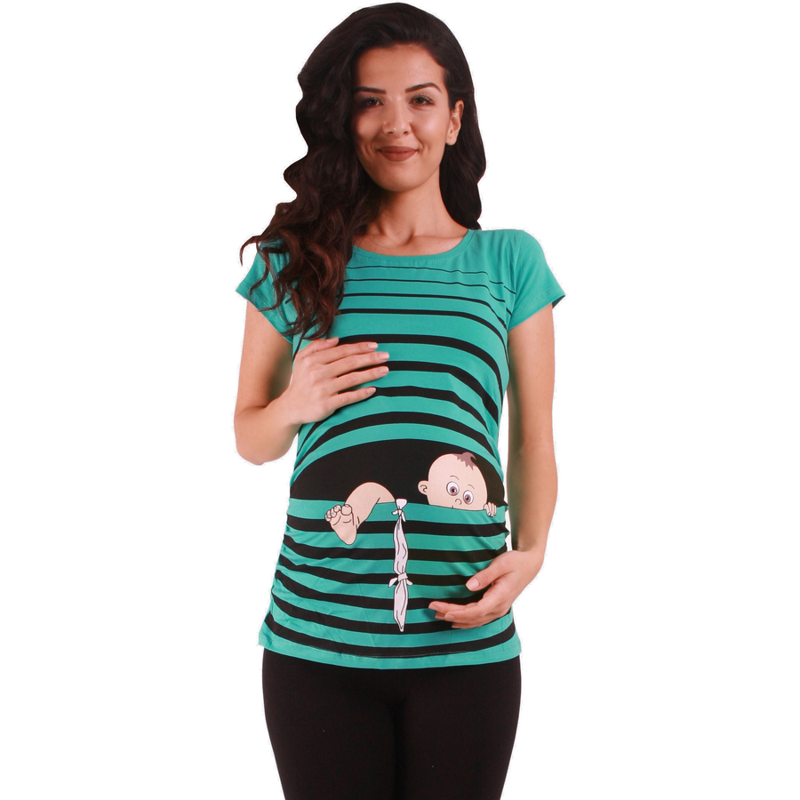 M.M.C. Umstandsshirt Baby Flucht mit Motiv Mint