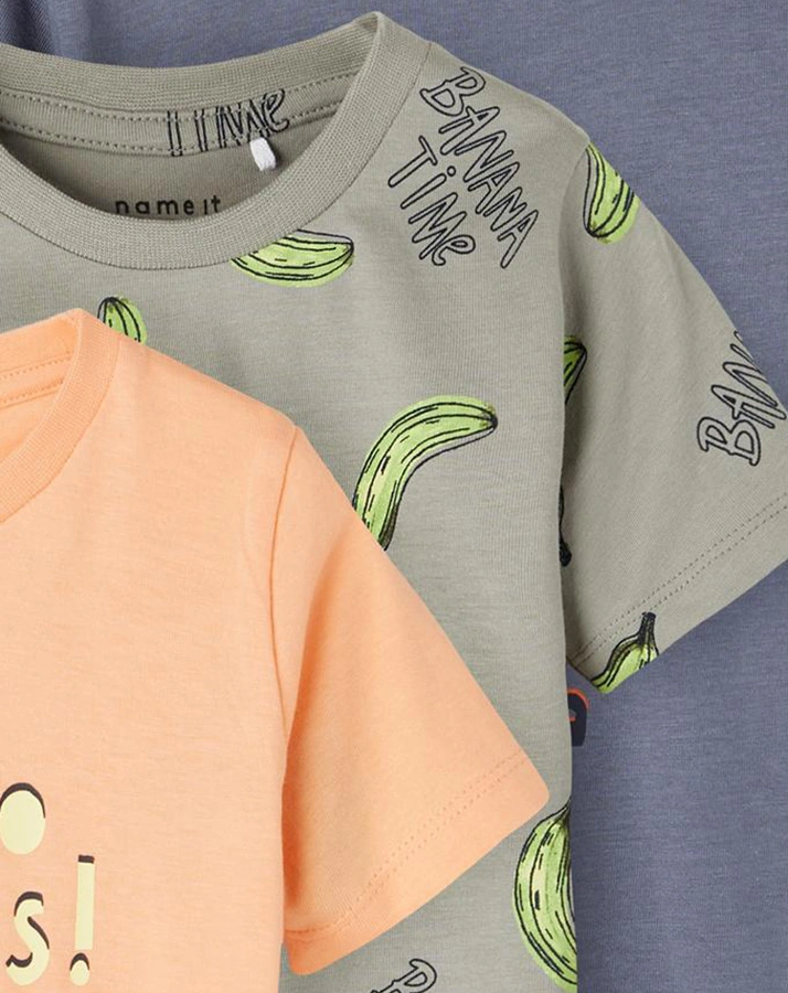 T-Shirt NMMHANS 3er Set in forest fog