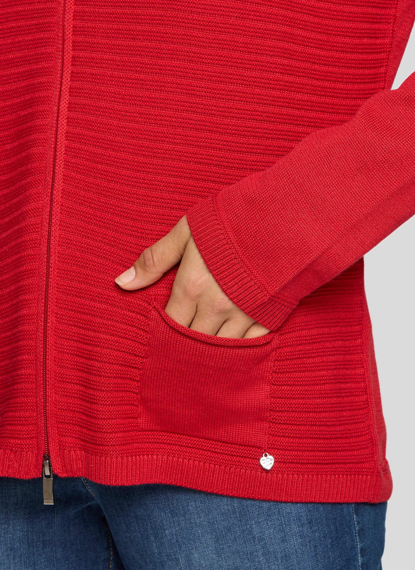 Rabe Strickjacke , mit Reissverschluss und Stehkragen
