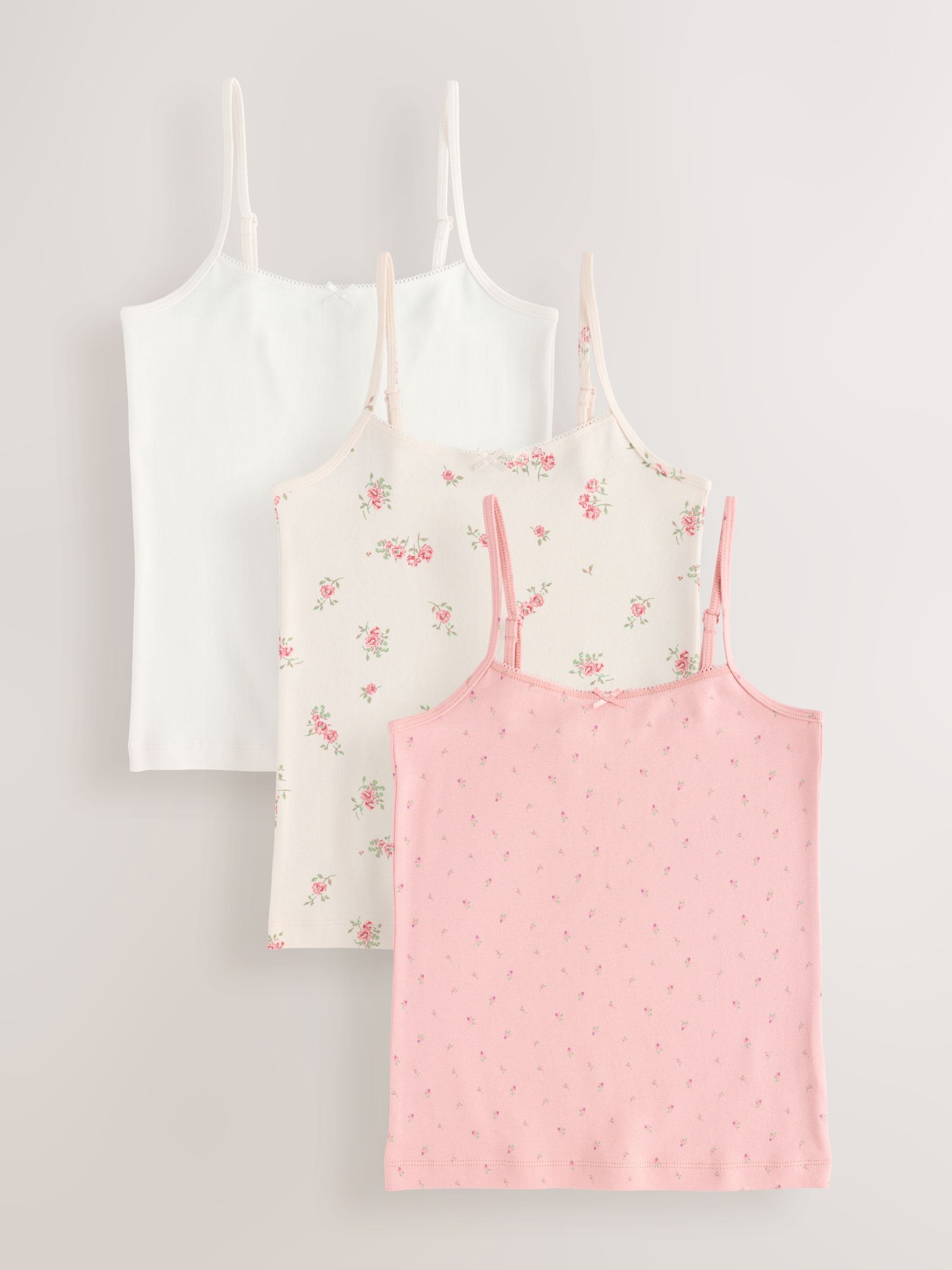 Roze - Verpakking van 3 cami topjes met bandjes en print (1,5 - 16 jr)