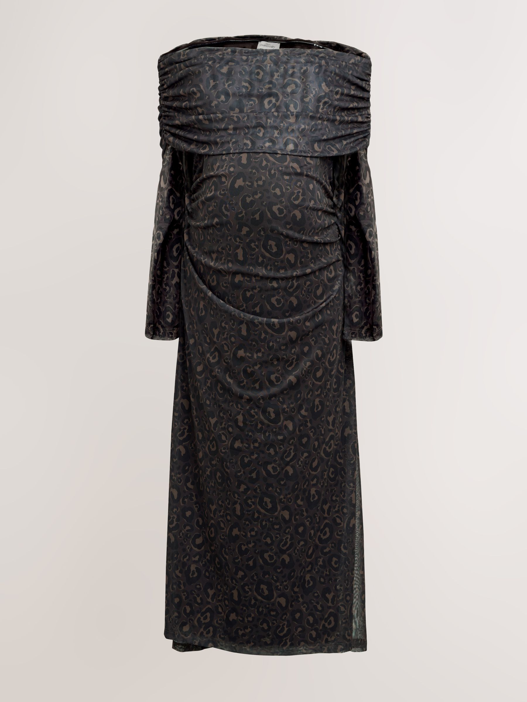 Zwart met dierenprint - Maternity Mesh Bardot Dress