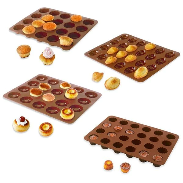 Lot assortiment 4 mini pâtisseries: mini savarins, muffins, canelés et