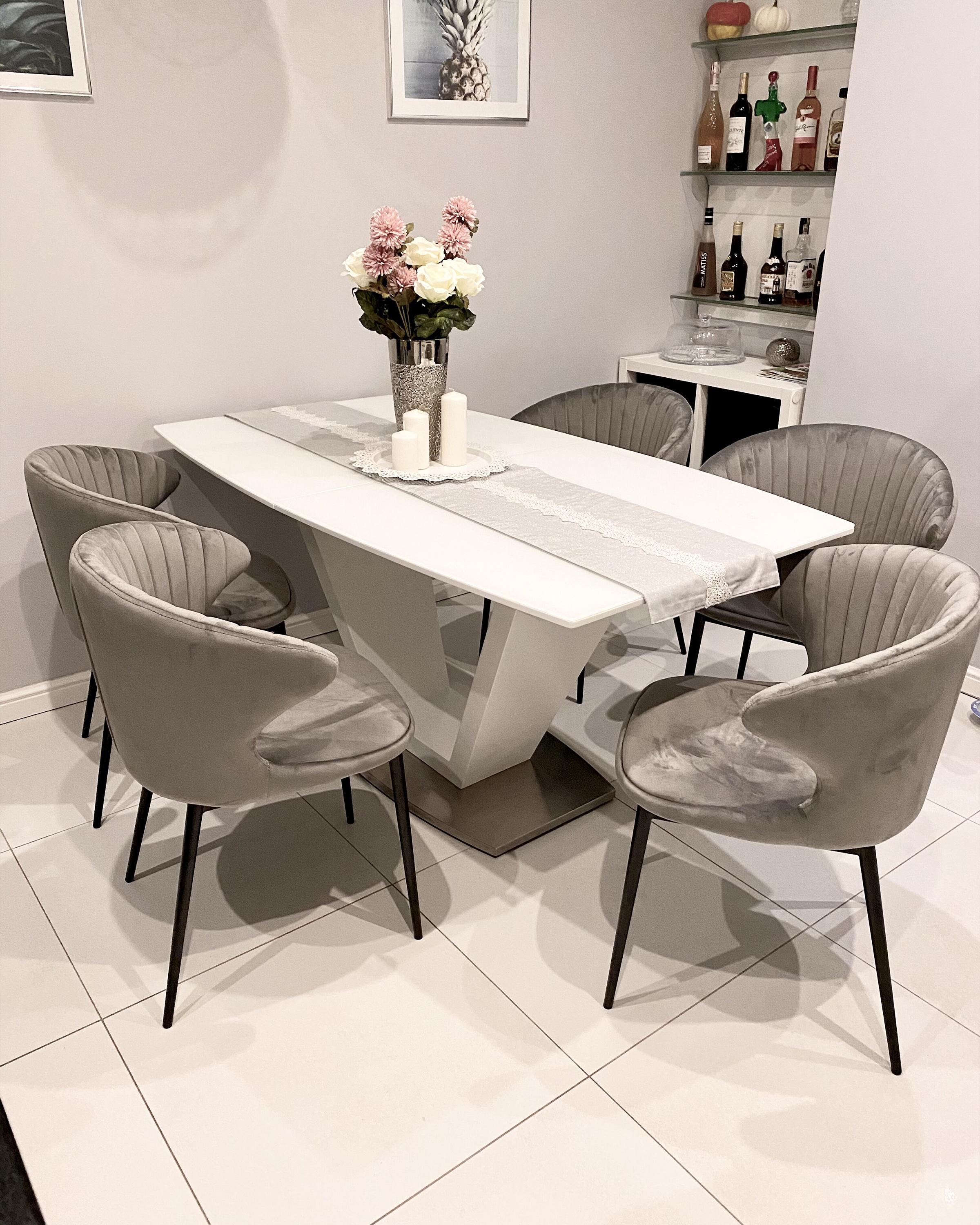 Set van 2 eetkamerstoelen AUGUSTA Fluweel Grijs