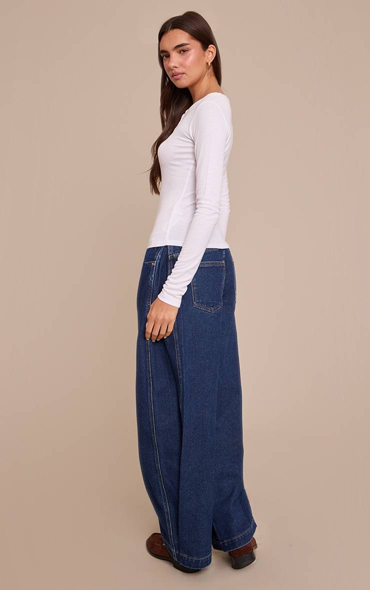Bleu Indigo Jean Large À Pinces Latérales Vintage