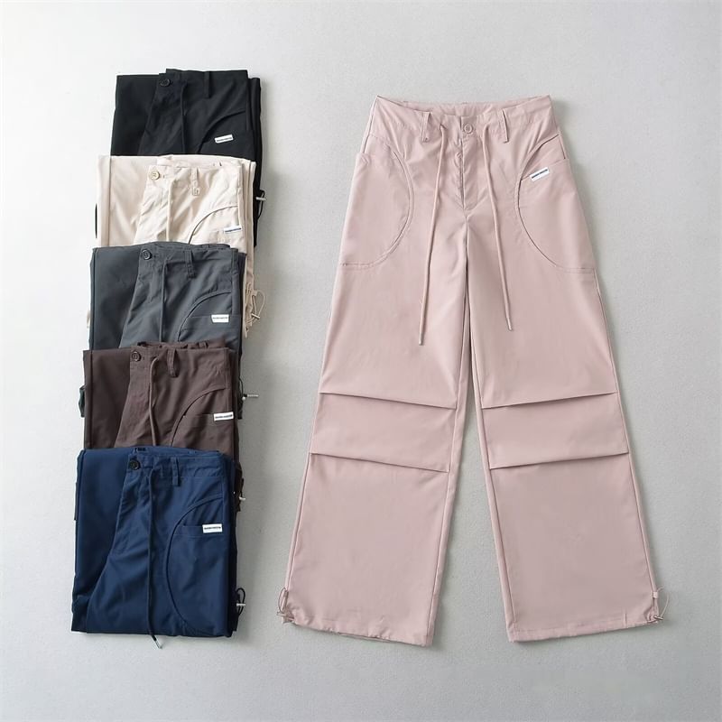 Bazer - Hoge taille effen joggingbroek met wijde pijpen