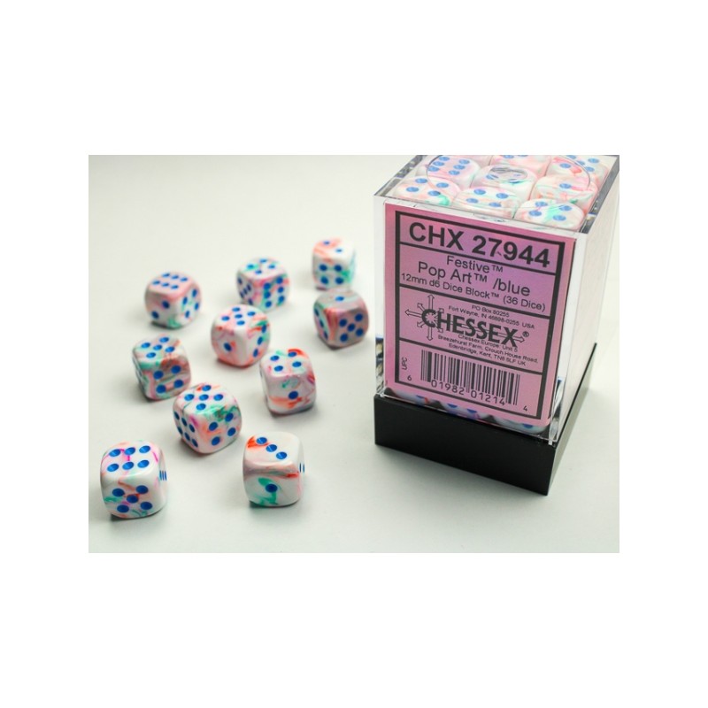 Boite de 36 dés D6 * Festive * Pop Art