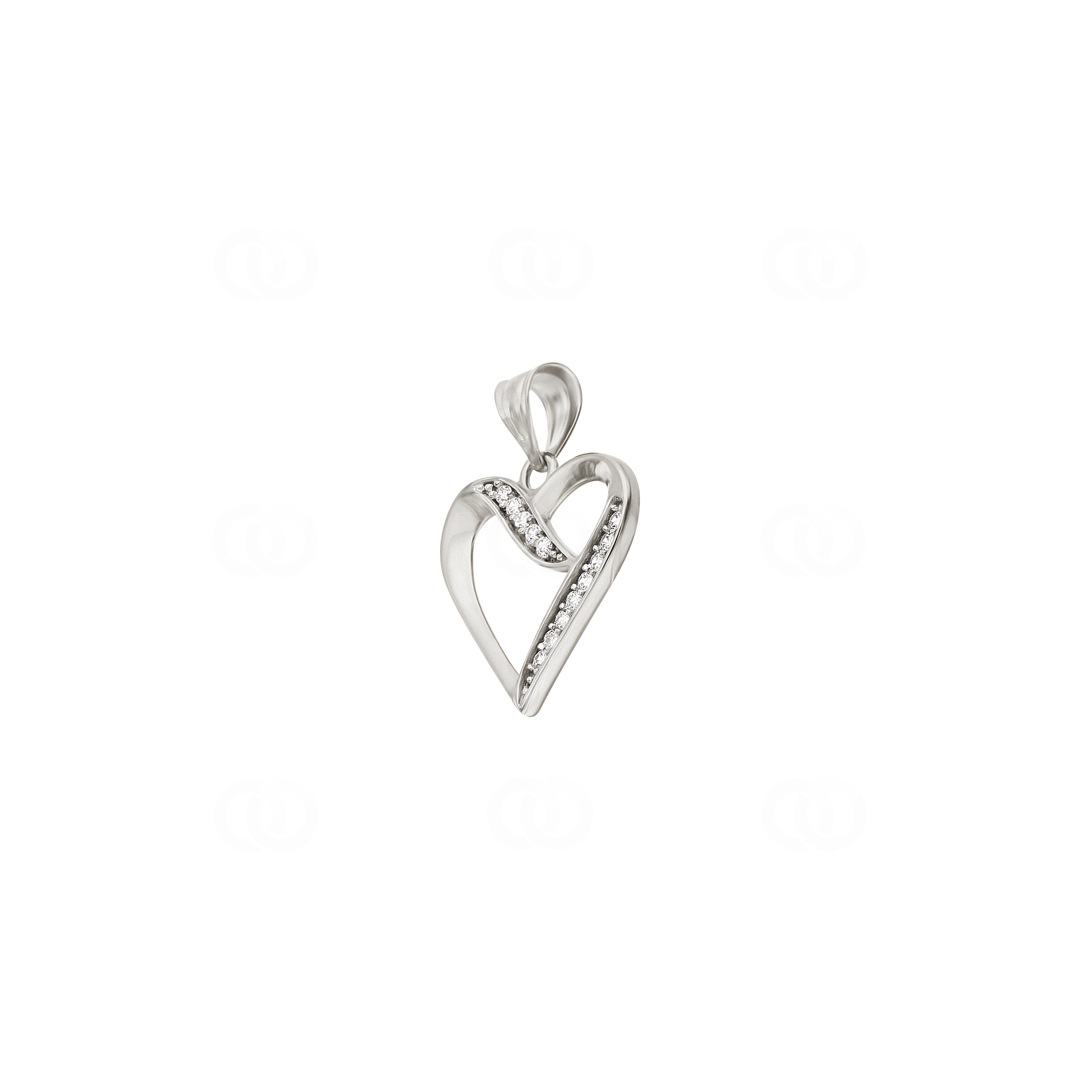Herzanhänger 750/18 K Weissgold mit Zirkonia