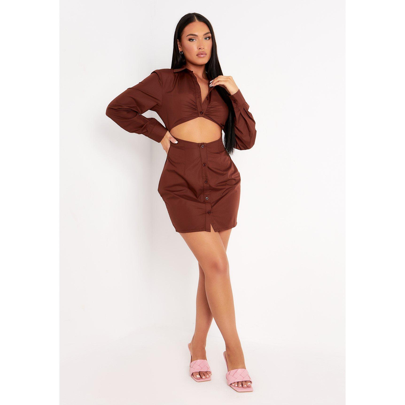 Missy Empire Cut out Detail Mini Fitted Shirt Dress