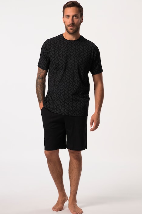 Schlafanzug, kurzer Zweiteiler, T-Shirt mit Print, Shorts, bis 8 XL