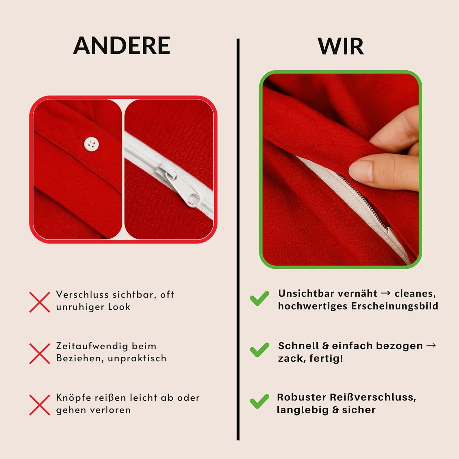 chambry Premium Bettwäsche 100% Leinen - handgefertigt in Deutschland - atmungsaktiv temperaturausgleichend bügelfrei - Bettbezug 135x200cm + Kissenbezug 80x80cm - Ecru Weiß