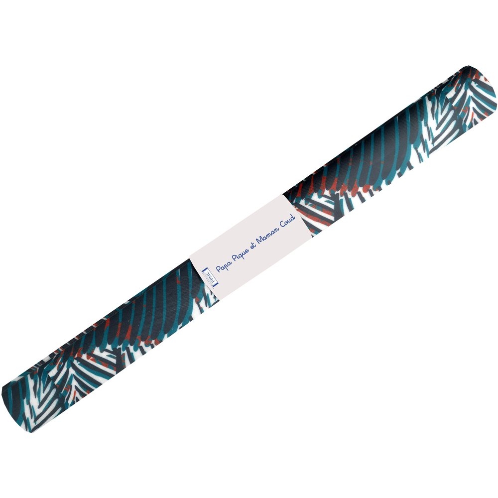 Coupon Tissu Enduit De 35Cm Feuillage Marine